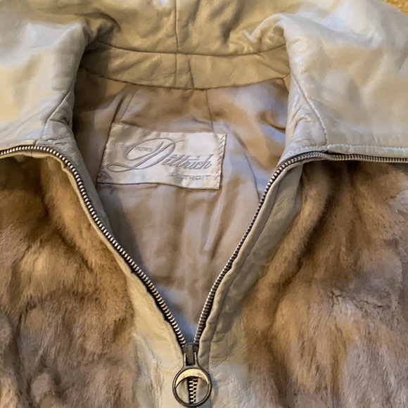 VINTAGE Dittrich leather fur large collar coat - Picture 4 of 7